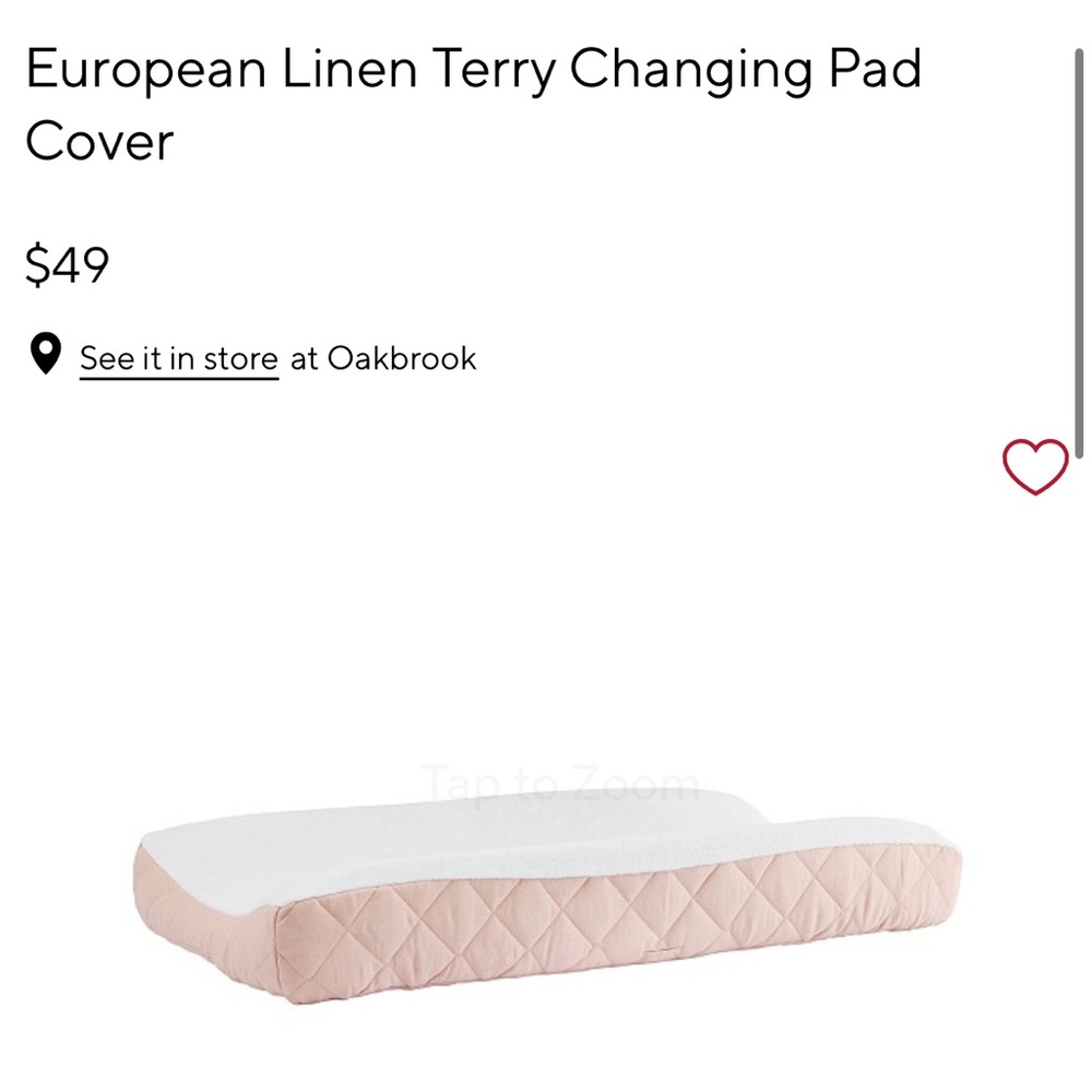 Pottery Barn changing pad - pink/ white